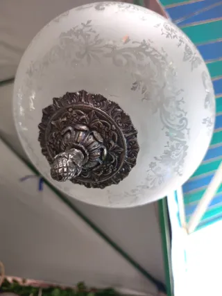 Lámpara de techo antigua metal y cristal rustico!