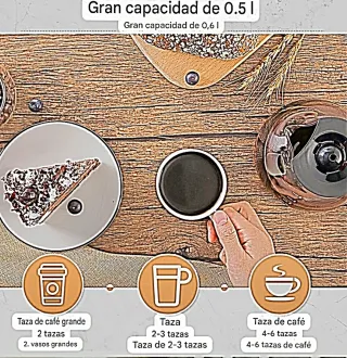 Elegante Cafetera americana con tazas dobles