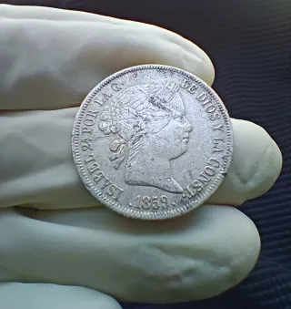 4 Reales 1859 ceca Madrid Isabel II ( Plata 900).