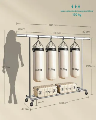 Burro Ropa, Ruedas Extensible Songmics HSR175E01