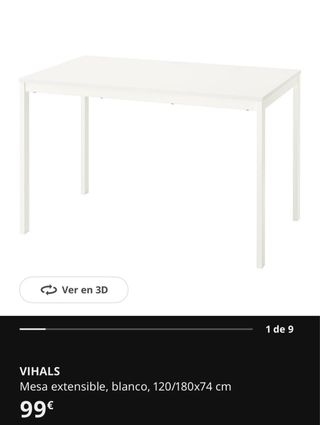 Mesa extensible VIHALS blanca 120/180x74 cm