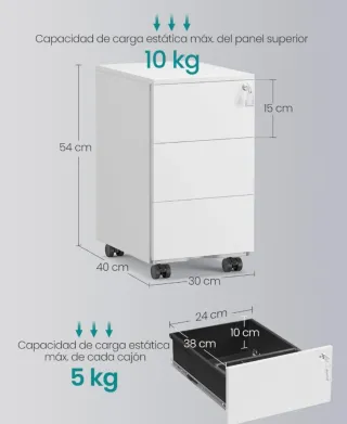 SONGMICS Cajonera, Archivador Móvil