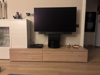 Mueble TV y Vitrina Madera y Cristal