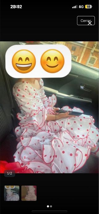 Traje de flamenca blanco y rojo