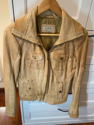 Chaqueta de piel Bershka Beige Talla M