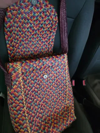 Bolso de rafia tejido multicolor