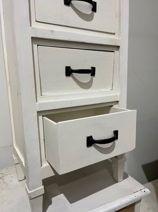 Cajonera bianca con 4 cassetti in legno