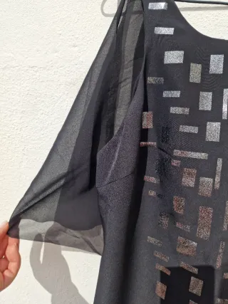 Vestido Ana Souza Preto e Prata Tam M