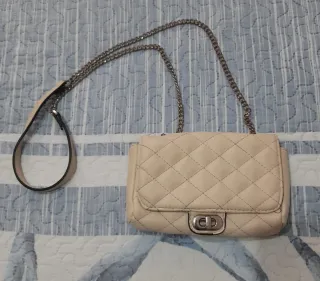 Bolso fiesta mujer beige y plata