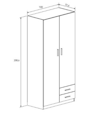 Guardaroba 2 ante e 2 cassetti