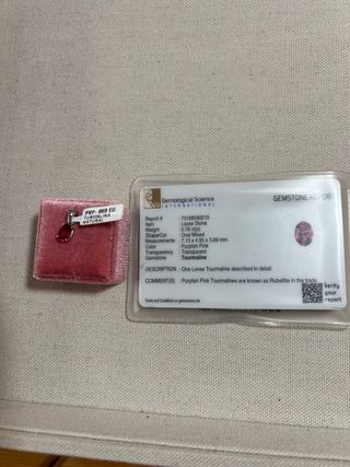 Oro 18K: turmalina rosa natural 0,78ct