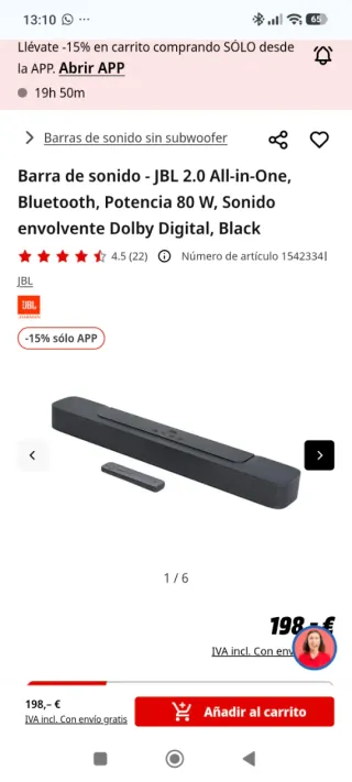 Barra de sonido JBL Bar 2.0 All-in-One MK2