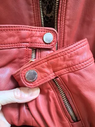 Chaqueta Biker Piel Roja Massimo Dutti