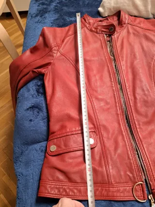 Chaqueta Biker Piel Roja Massimo Dutti