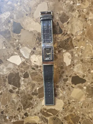 Reloj D&G Mujer Pulsera Cuero Negro y Plata