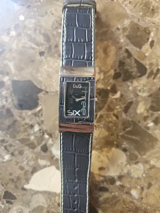 Reloj D&G Mujer Pulsera Cuero Negro y Plata
