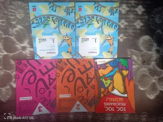 Libro primaria y cuadernos alfabetización.