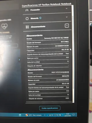 Portátil HP Pavilion 15-bc005ns batería muerta