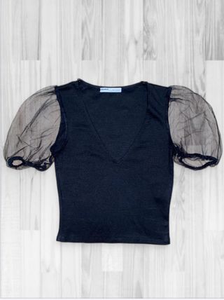 Pull and Bear Top Manga Abullonada