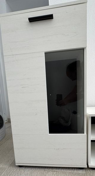 Conjunto mueble salón blanco TV + vitrinas moderno