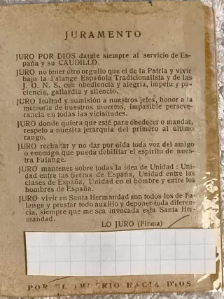 ANTIGUO CARNET FRENTE DE JUVENTIDES FALANGE 1943