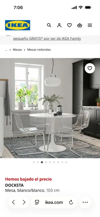 Mesa y sillas IKEA DOCKSTA Y TOBIAS