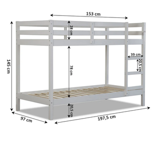 Letto a castello in legno nuovo 90x190 cm IDEALE PER BAMBINI