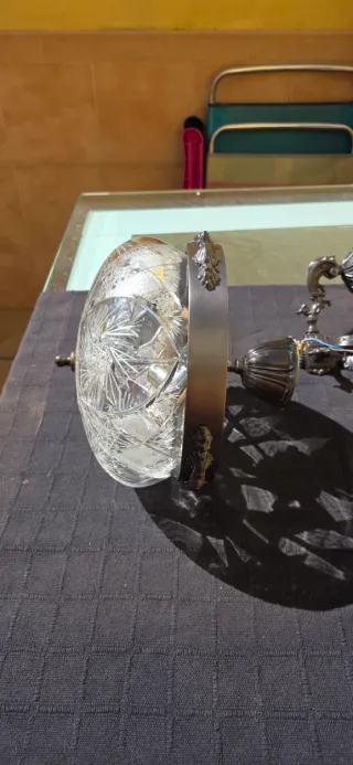 lamparas y aplique de bronce y cristal de murano