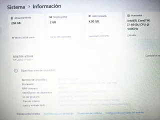 HP 15-da0083ns i7 8550u NVME 256Gb