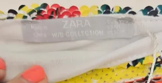 Falda lentejuelas Zara brillo L 40 amarillo floral