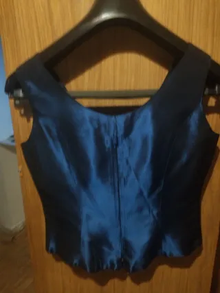 Conjunto de vestir para boda, satén azul