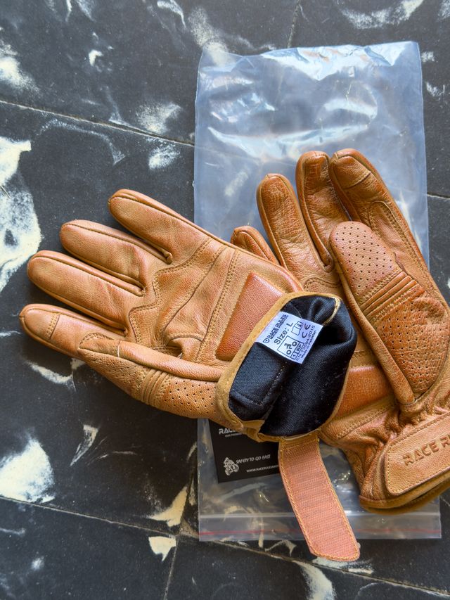 Guantes de moto cuero nuevos L/9