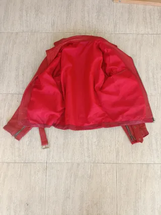 Cazadora cruzada heavy rock cuero auténtico L/M