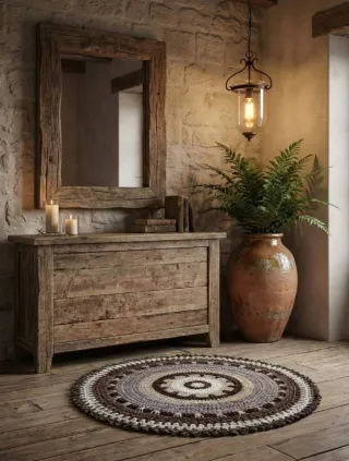 Alfombra tipo mandala multicolor