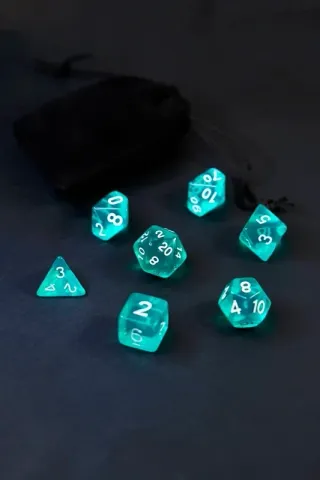 Set 7 Dadi Azzurri Cristallini Dice Dados D&D dnd