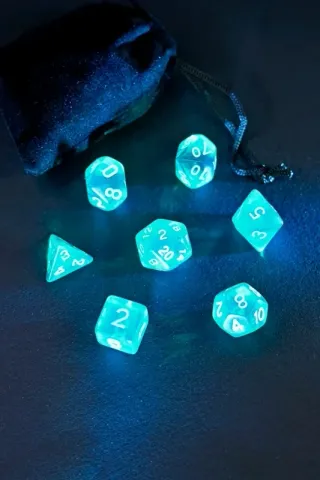 Set 7 Dadi Azzurri Cristallini Dice Dados D&D dnd