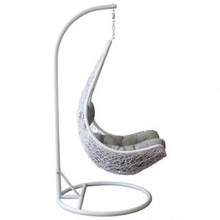 Poltrona Sospesa in Wicker con Supporto in Acciaio