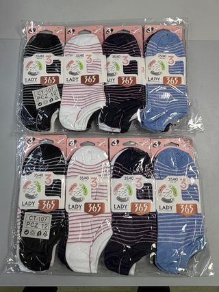 24 Pares Calcetines Tobilleros Algodón Mujer