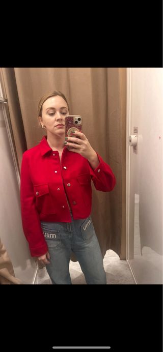 Chaqueta Stradivarius Roja Talla S