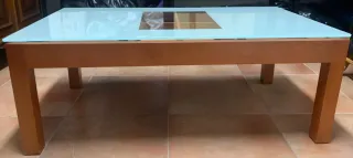 Mesa de centro elevable madera y cristal