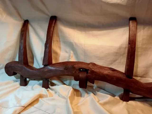 ANTIGUO YUGO DE MULA ARADO MADERA ORIGINAL COLECCl