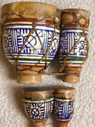 LOTE 2 BONGOS AFRICANOS ETNICOS MINIATURA DECORAR