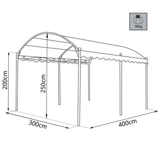 Gazebo a Onda Giardino in Acciaio 300x400 cm Ecrù