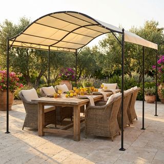 Gazebo a Onda Giardino in Acciaio 300x400 cm Ecrù