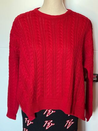 Jersey Bershka Algodón Rojo Obersize (holgado)