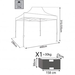 Gazebo Bianco 3x4,5 m Pieghevole Acciaio Telo PVC