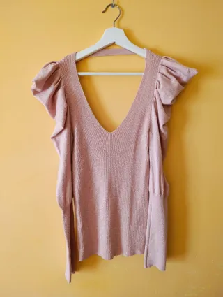 Jersey Rosa Escote V Talla 40 Material: Viscosa