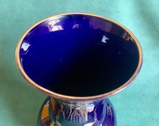 JARRÓN JAEGER  ALEMÁN DE PORCELANA AZUL COBALTO