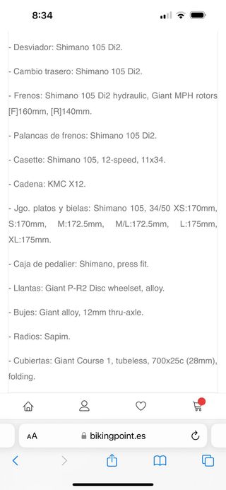 Bicicleta de carretera TCR 1 disc pro,2024 talla L