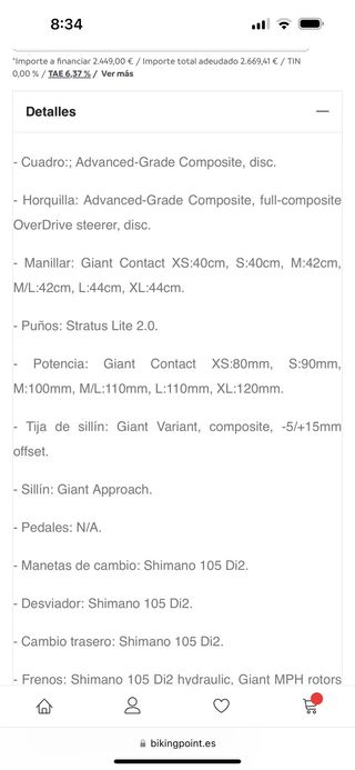 Bicicleta de carretera TCR 1 disc pro,2024 talla L